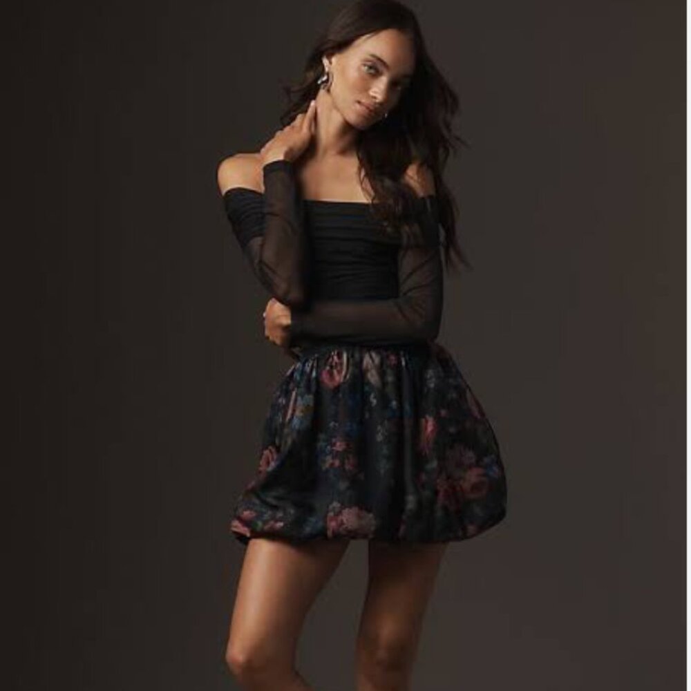 Anthropologie Bubble Black Mini Skirt Size M NEW‎ WITH TAG